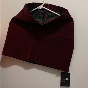 Red velvet mini skirt